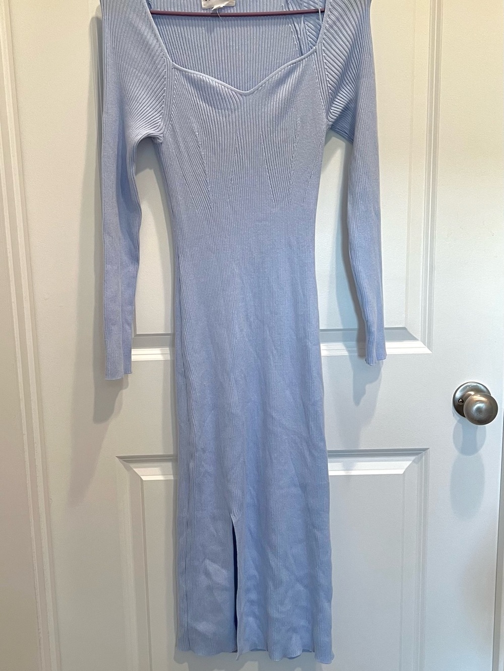 Long Sleeve Midi Dress in Light Blue